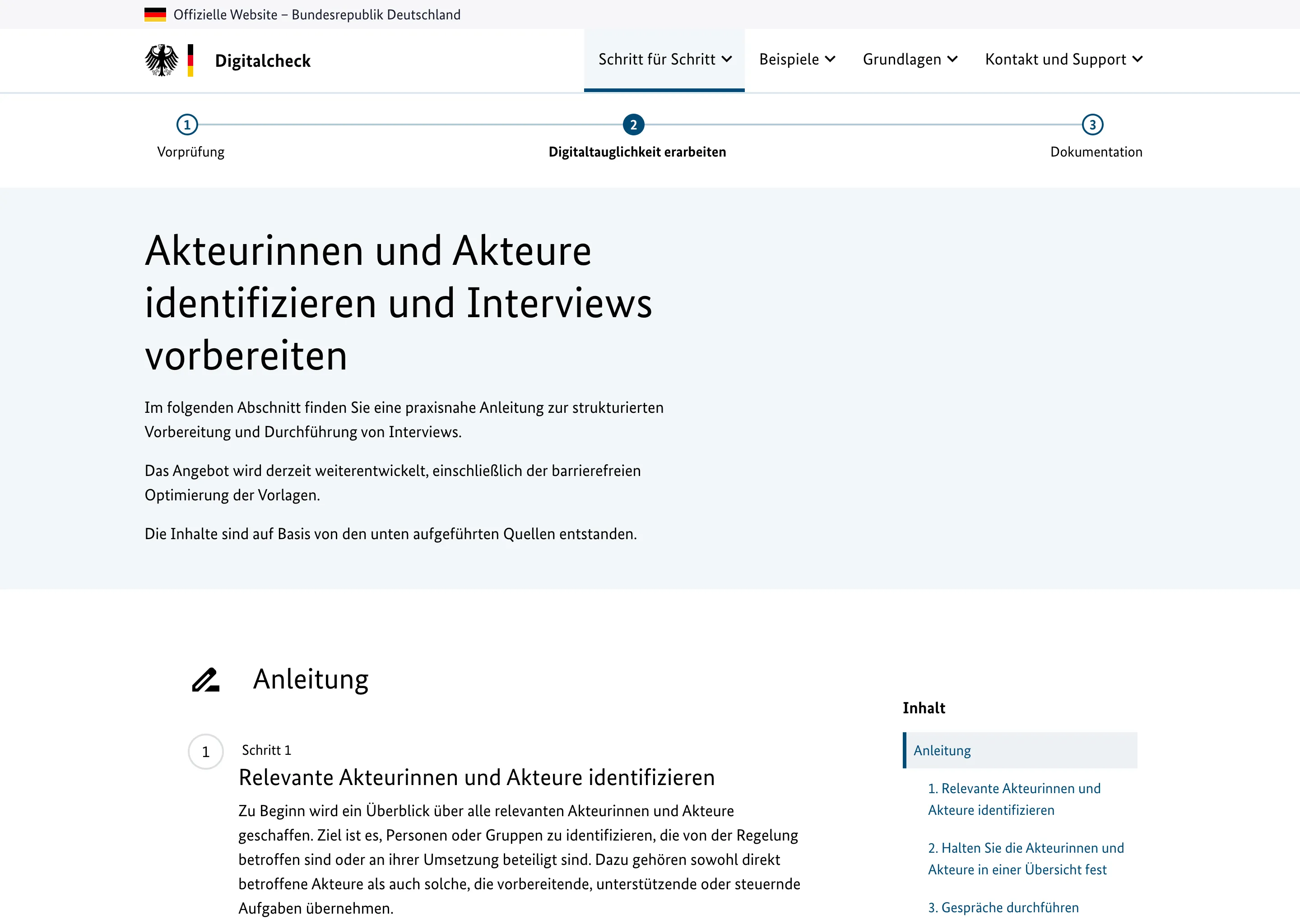 Interviewleitfaden mit Akteuren